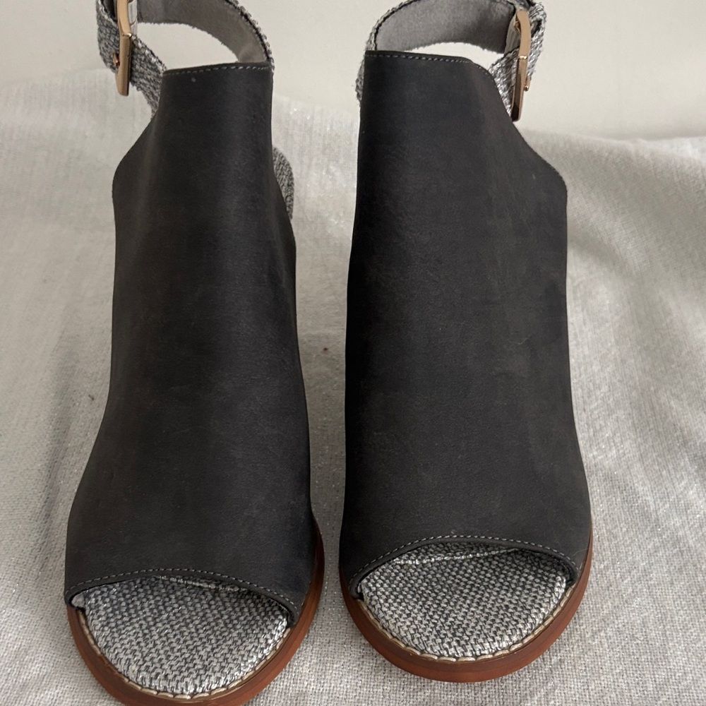 Muk Luks Black Open-Toe Slingback Wedge Mules